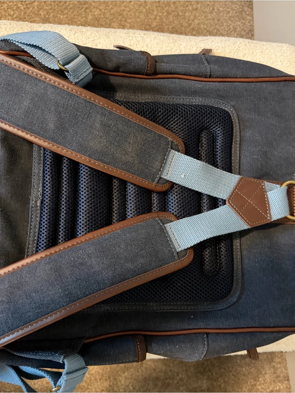 Callaway Navy Canvas and Brown Leather Backpack